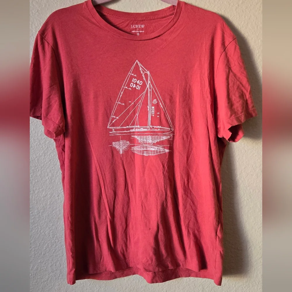 J. Crew Coral Sailboat Graphic Tee